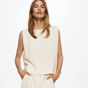 Mango Women's Flowy Top Size XL Color Ecru